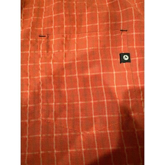 Marmot Men's L Orange Plaid Short Sleeve Button-Up Shirt Casual - Picture 9 of 13